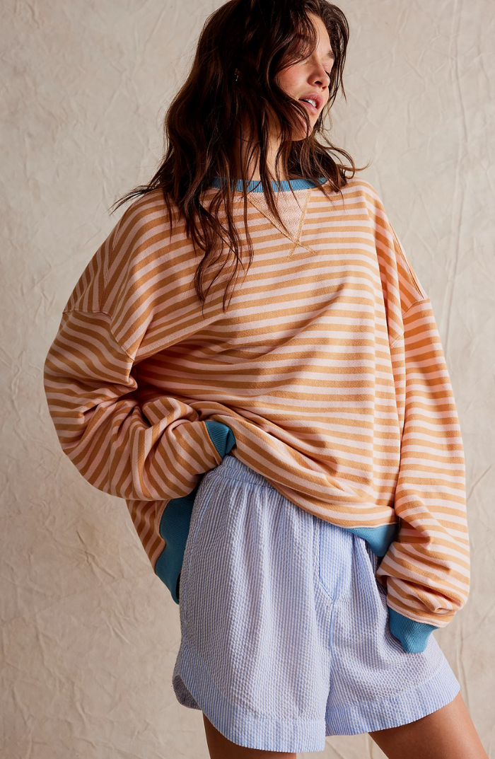 Women's Sweater with Oversized Fit and Stripes | Size S-XL