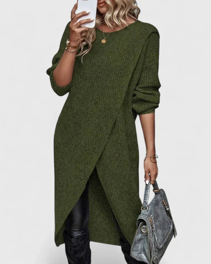 Women's Long Sleeve Sweater Dress with Straight Cut | Soft Relaxed Fit for the Office and Casual Outings | Size S-XL