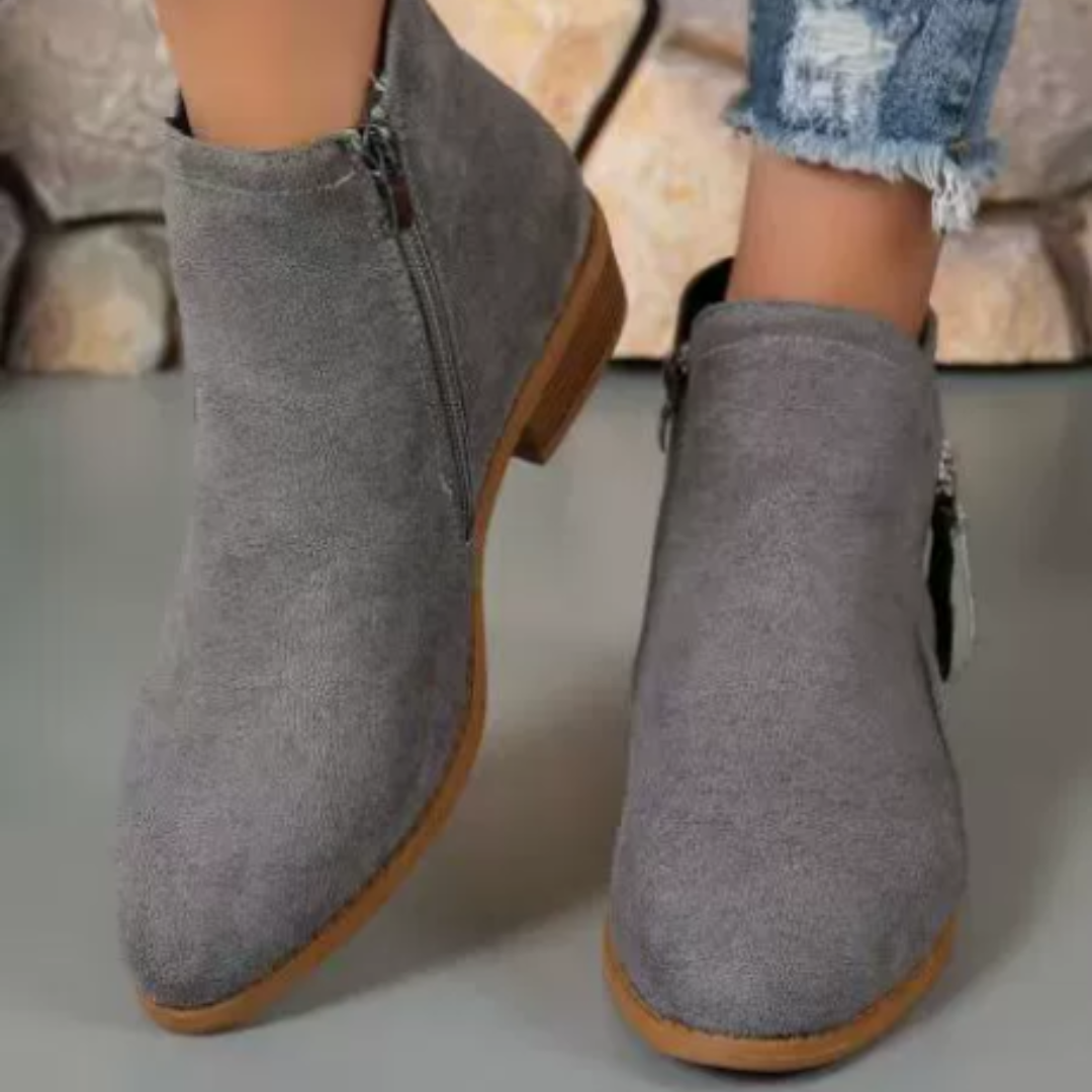 Raya | Womens Ankle Boots with Side Zipper | Zip-On Fit, Dry and Warm in Rain or Snow | Blue, Black, Beige and More EU 35-43