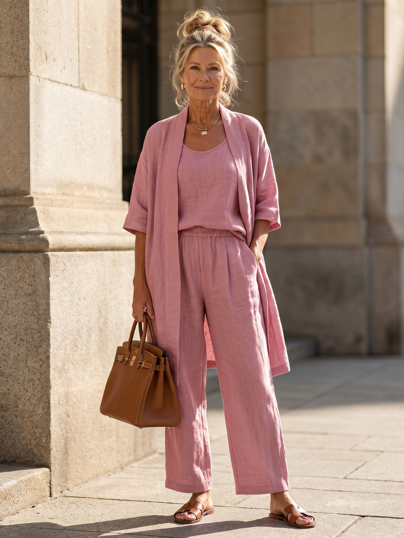 Yael Three-Piece Kimono Duster Pant Set
