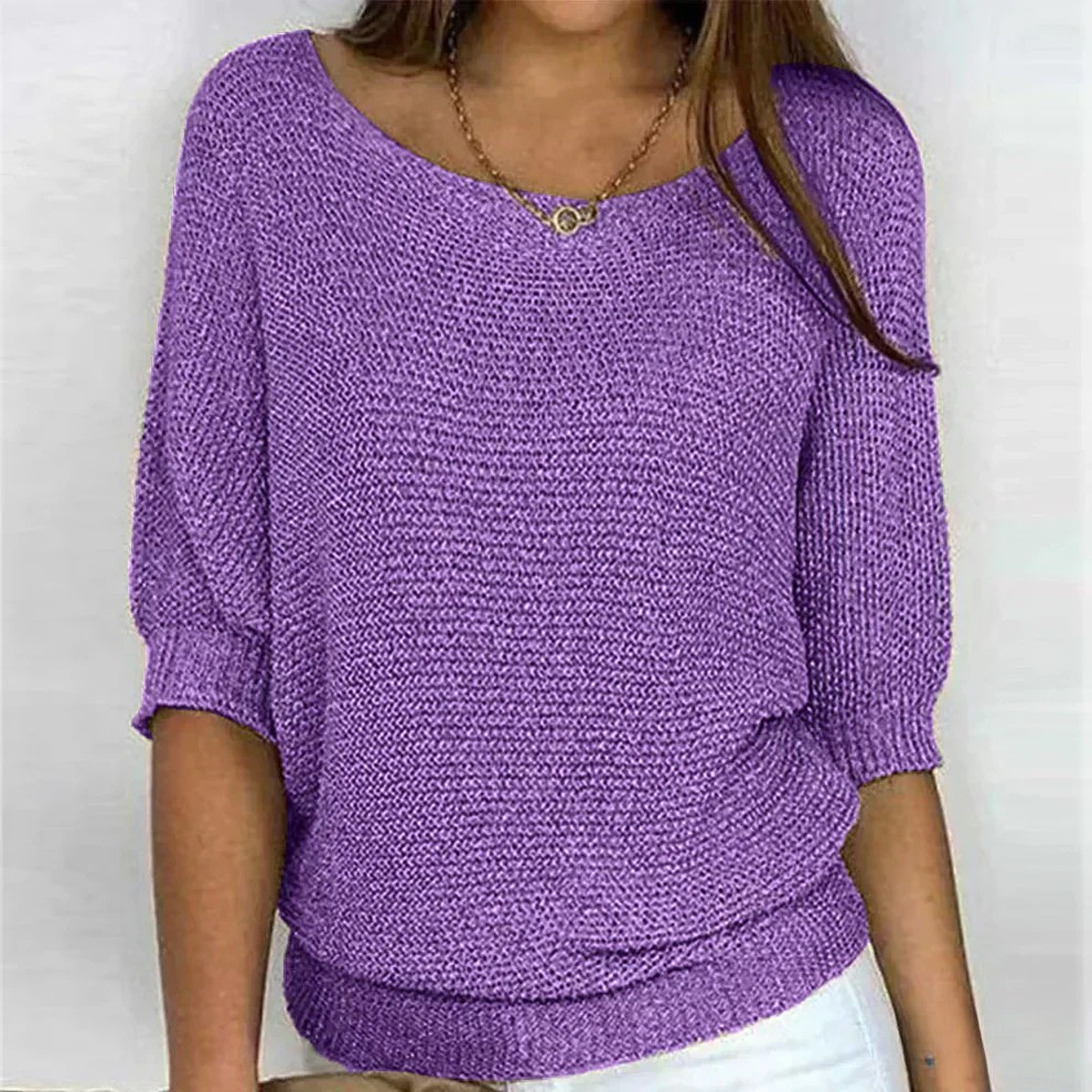 Euna | Womens Soft Knit Sweater, Relaxed Comfort | Non-Itchy, Breathable, Warm | Beige, Red, Black and More S-3XL