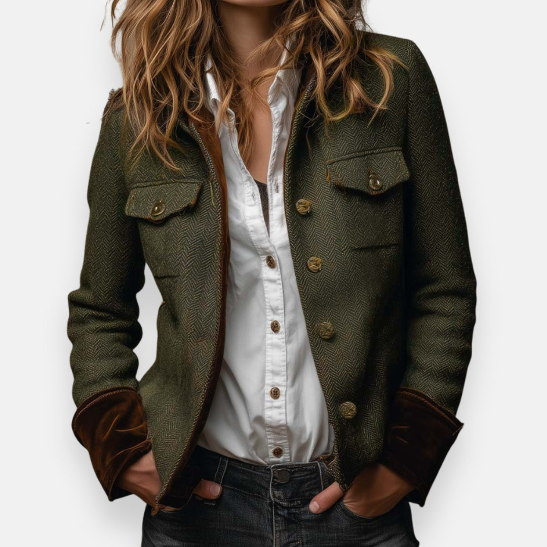 Women's Jacket with Check Pattern | Size XS-3XL
