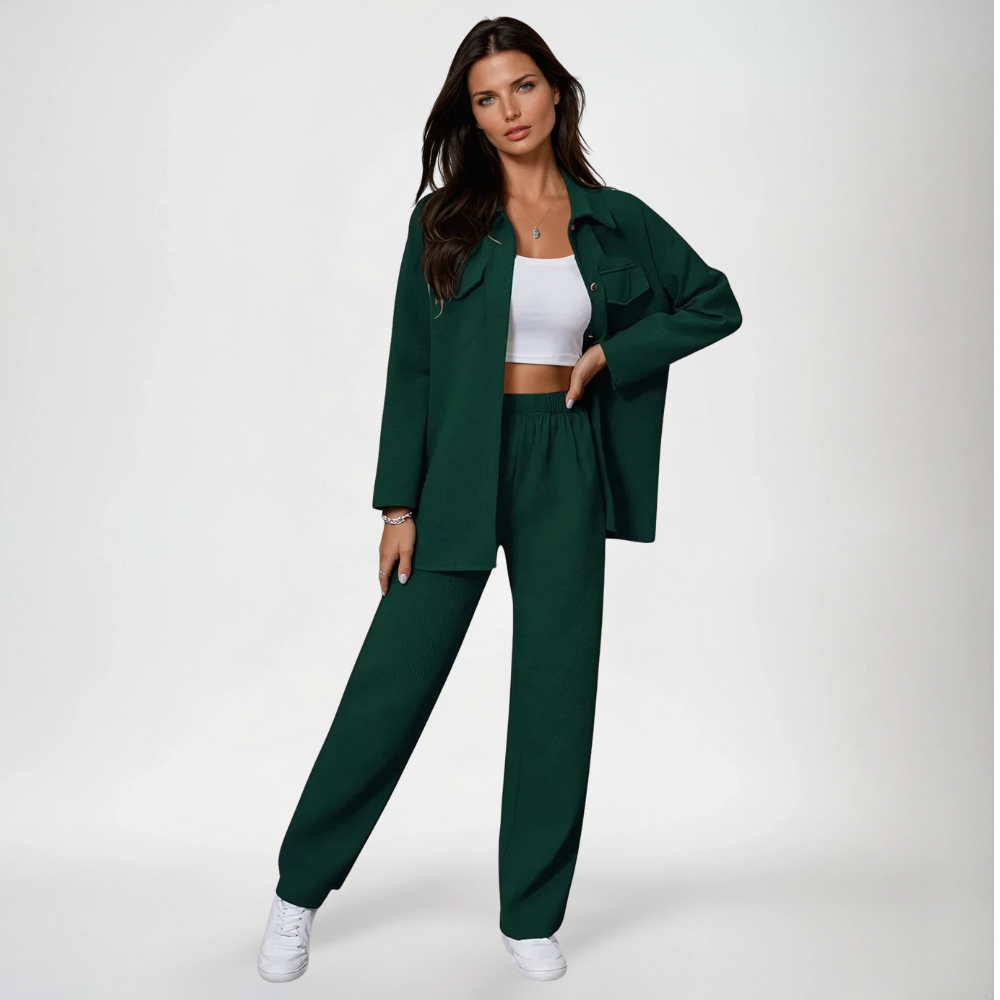 Women's Utility Shirt and Wide-Leg Pants Matching Set