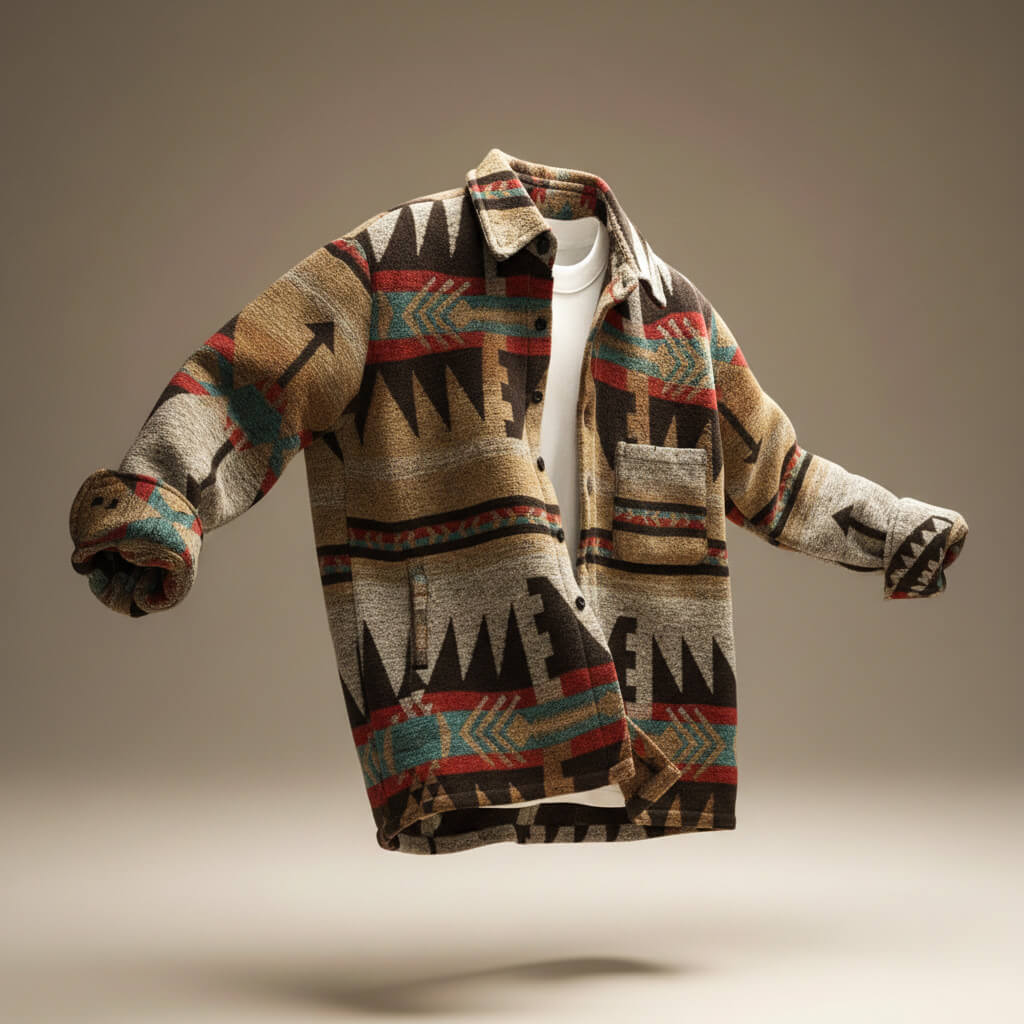 Marcus | Mens Patterned Wool Blend Jacket | Heritage Pattern, Relaxed Fit, Machine Washable | Dark and Light Brown XS-3XL
