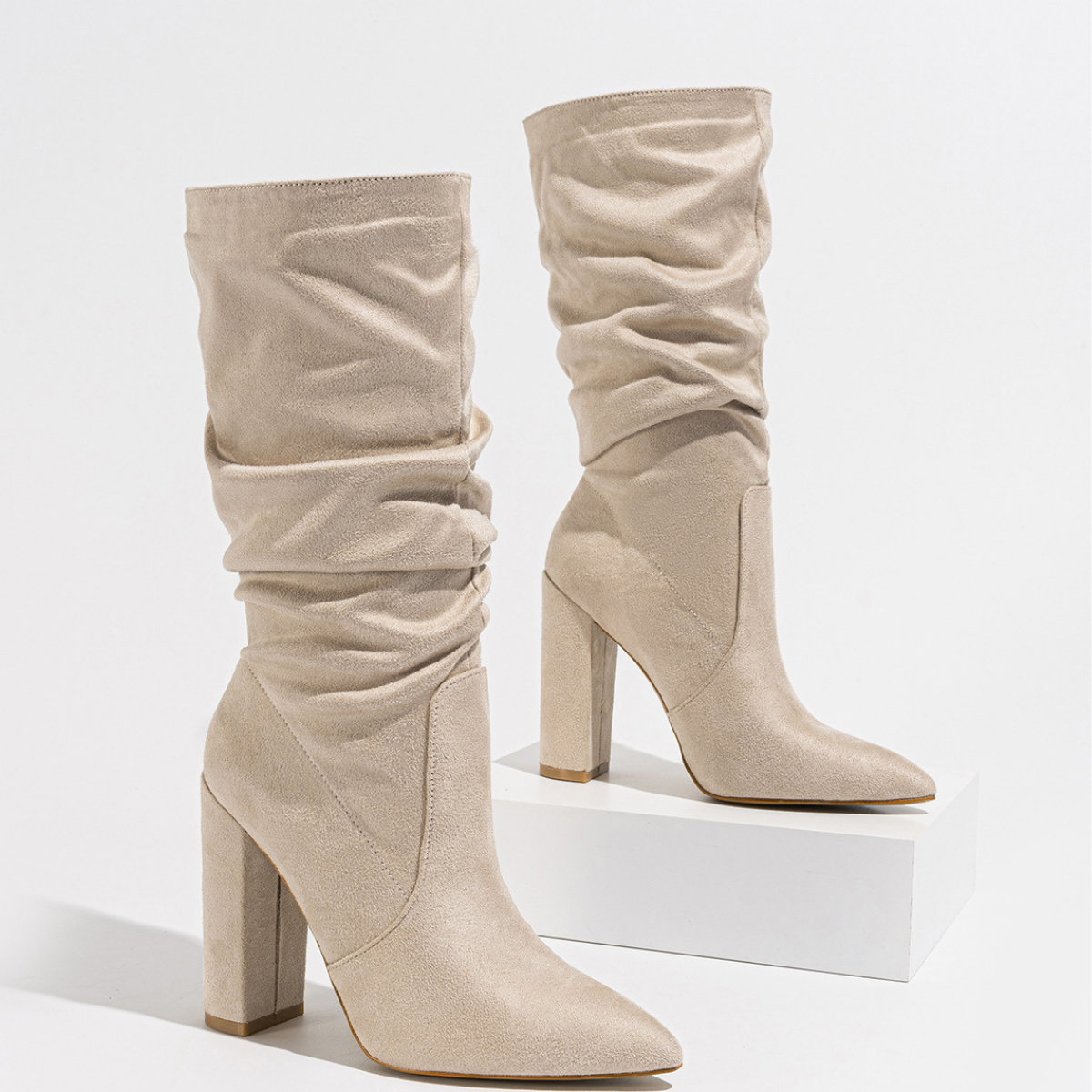 Cornelia Slouch Block Heel Knee-High Boots