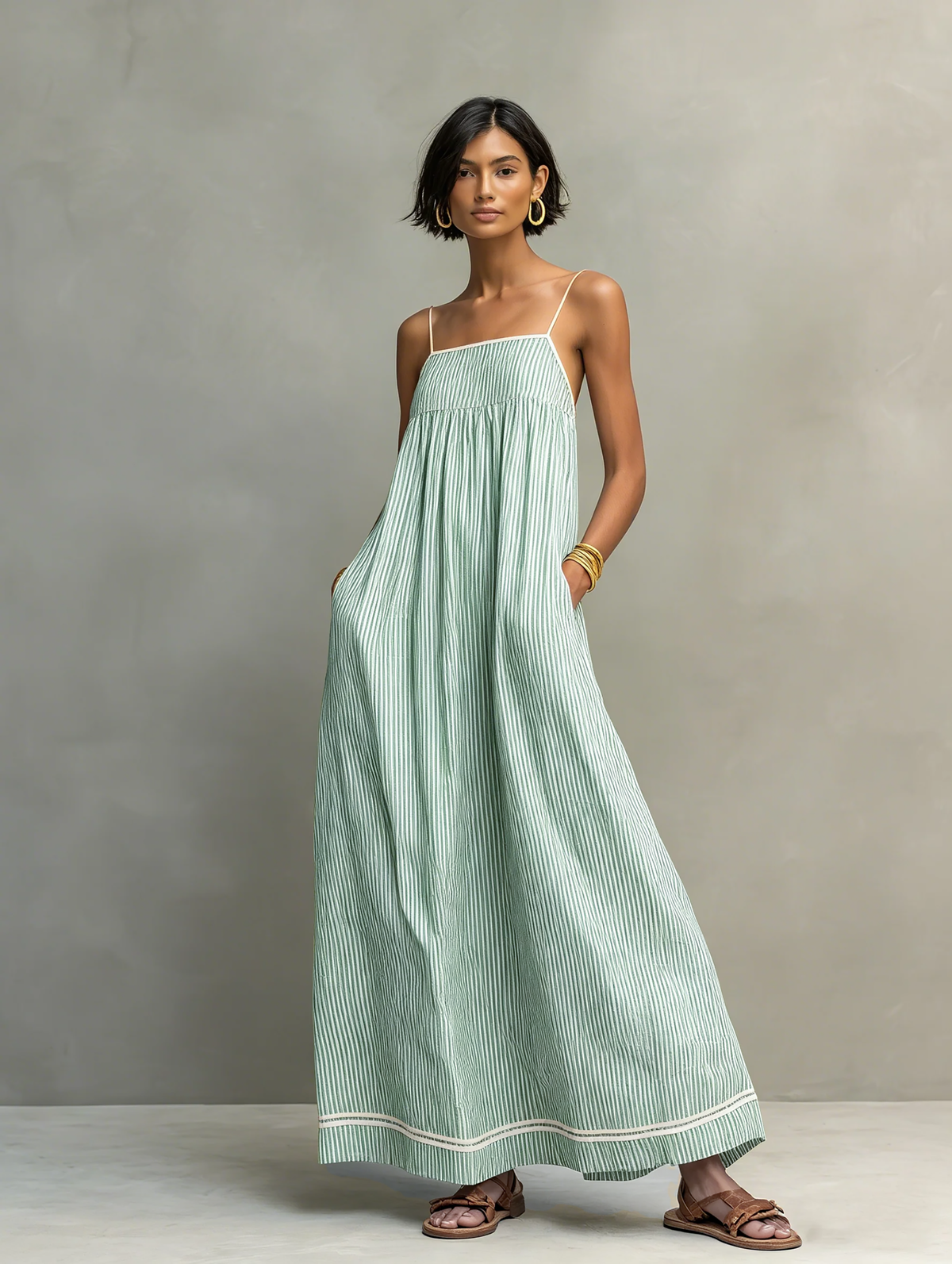 Priscille | Maxi Striped Dress with Thin Straps