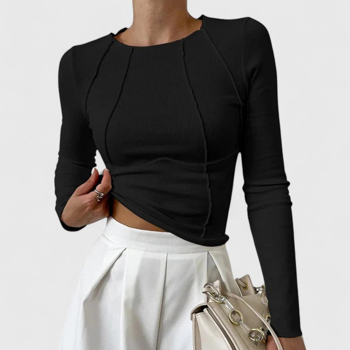 Ottavia Seam-Detail Ribbed Long Sleeve Top