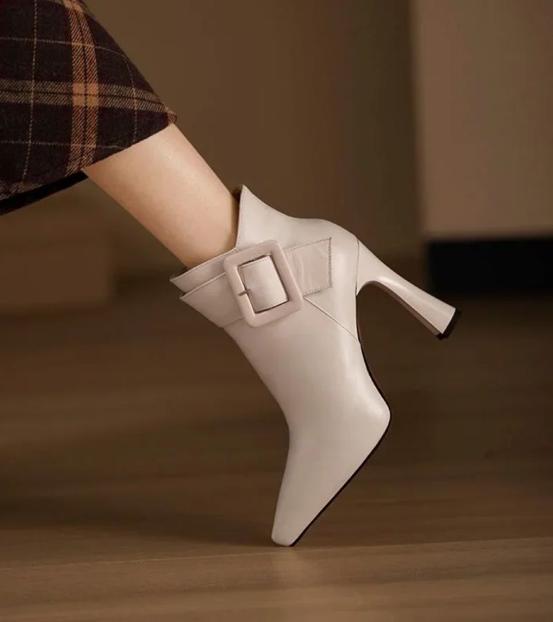 Oversize Buckle Ankle Boots | Women's Heeled Ankle Boots