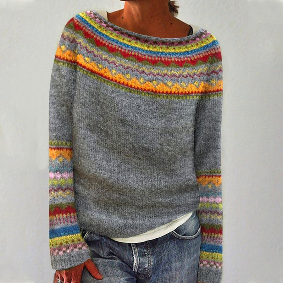 Women's Knit Sweater with Crew Neck and Breathable Fabric