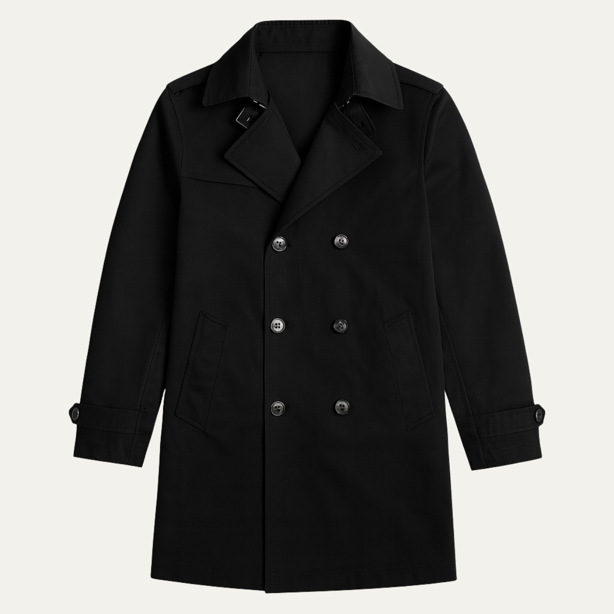 Paul | Mens Double Breasted Pea Coat | Notched Lapels, Cuff Tabs, Slim Fit | Black, Brown, Navy and More M-4XL