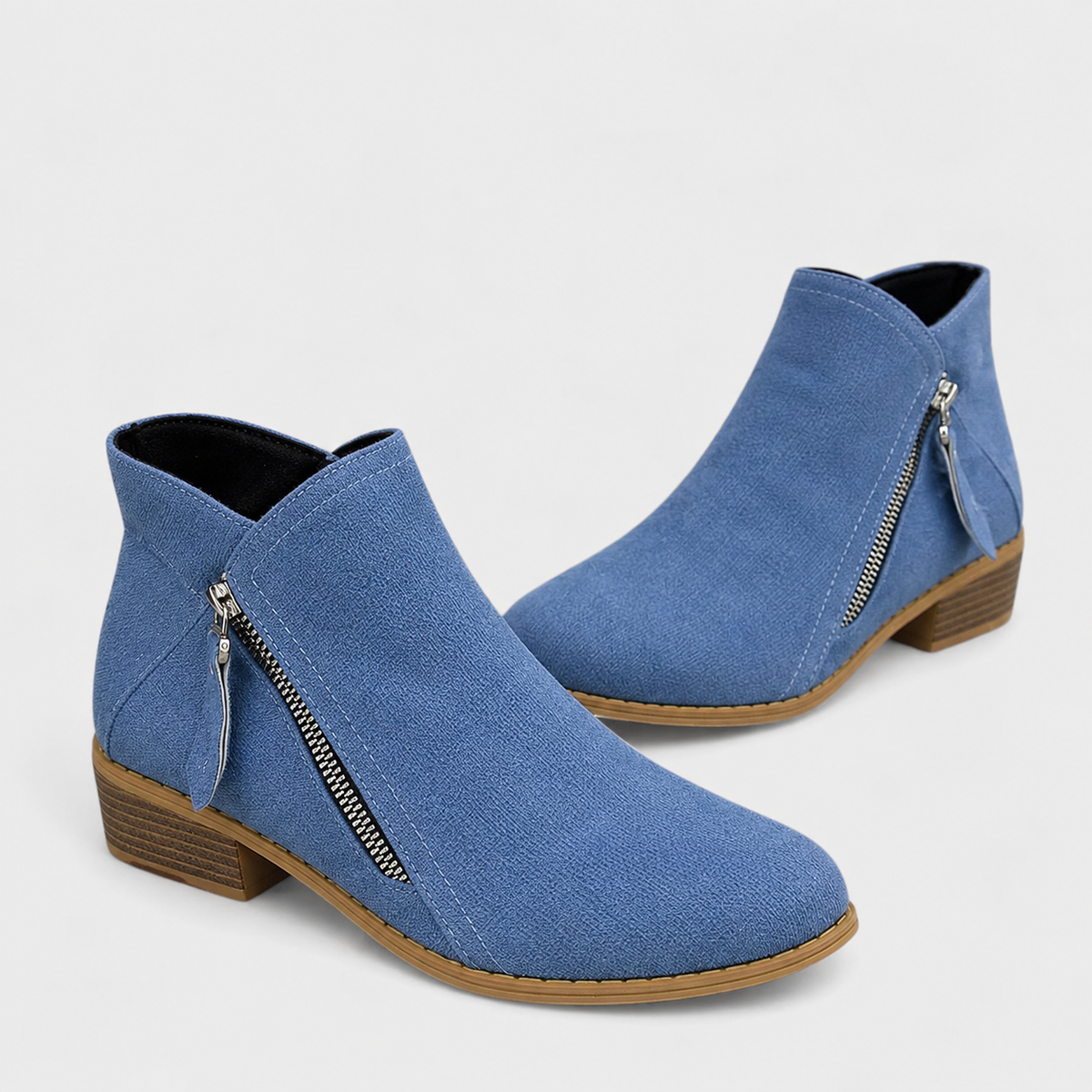 Raya | Womens Ankle Boots with Side Zipper | Zip-On Fit, Dry and Warm in Rain or Snow | Blue, Black, Beige and More EU 35-43
