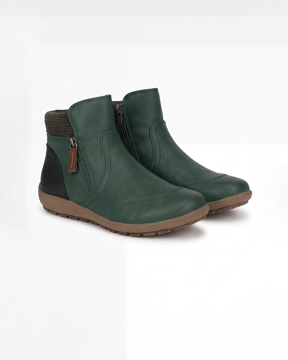 Casilda Knit-Collar Flat Ankle Boots