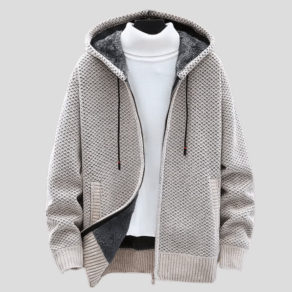 Wilson – Knitted Zip Hoodie with Fleece Lining