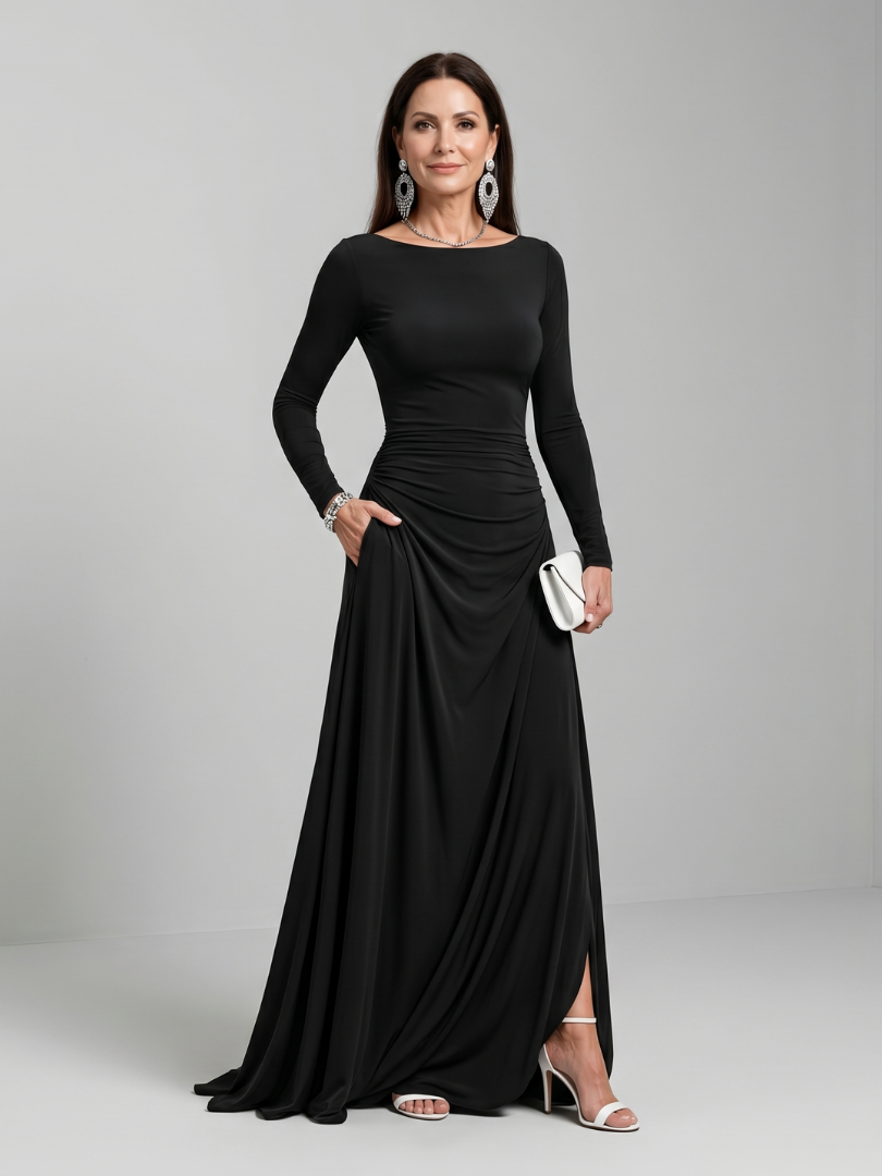 Gyram | Airy Maxi Dress with Long Sleeves and Bateau Neckline™