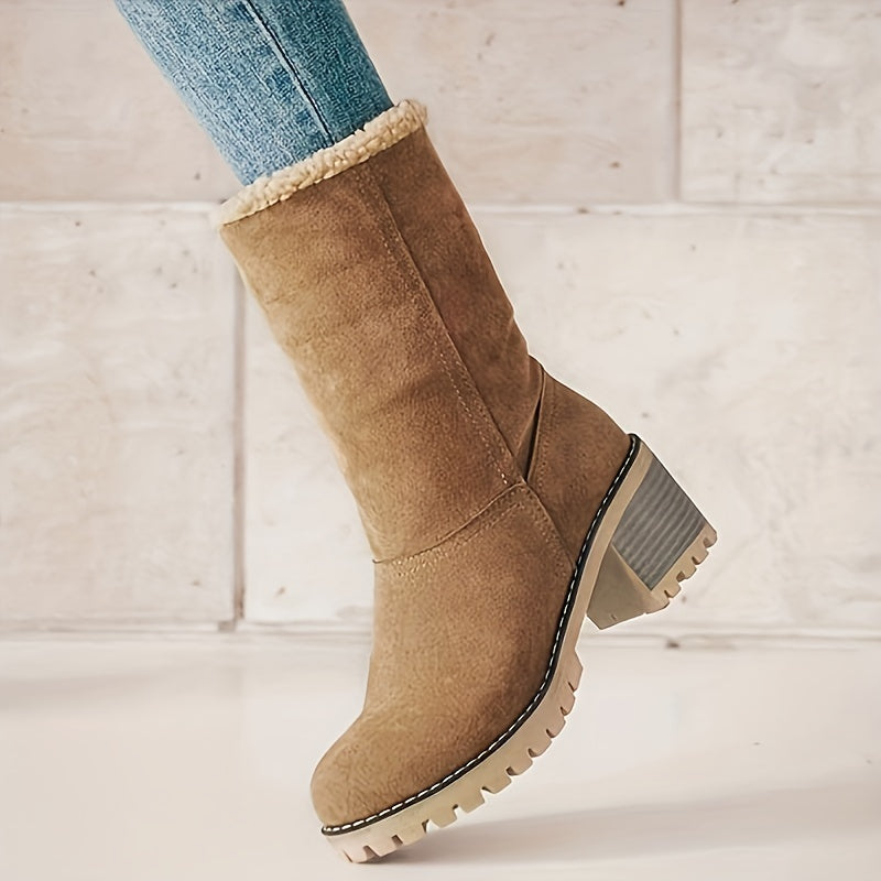 Women's Black Boots with Block Heel and Ankle Height | For Winter | Size 9 | Black