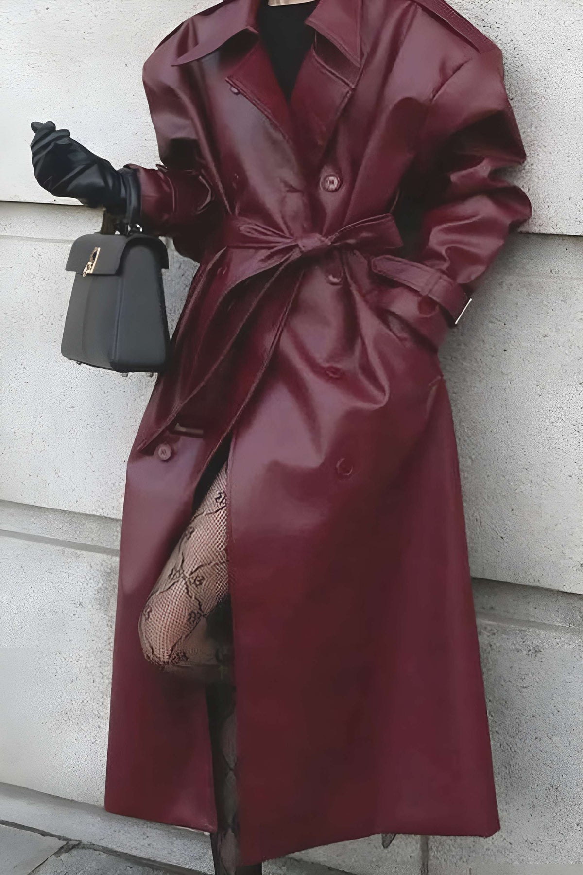 Women's Belted Trench Coat with Double-Breasted Closure