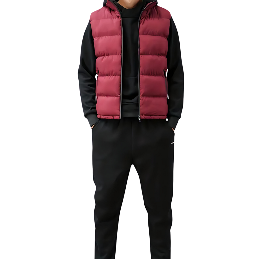 Eric | Mens Puffer Vest for Layering | Stitched Puffer Look, Sturdy Zippers, Room to Layer | Black, Blue, Red M-5XL