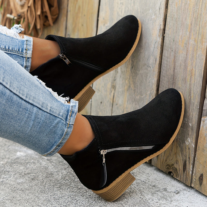 Raya | Womens Ankle Boots with Side Zipper | Zip-On Fit, Dry and Warm in Rain or Snow | Blue, Black, Beige and More EU 35-43