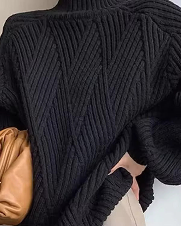 Women's Turtleneck Sweater with Knit | For Winter | Size XS-L | White, Black