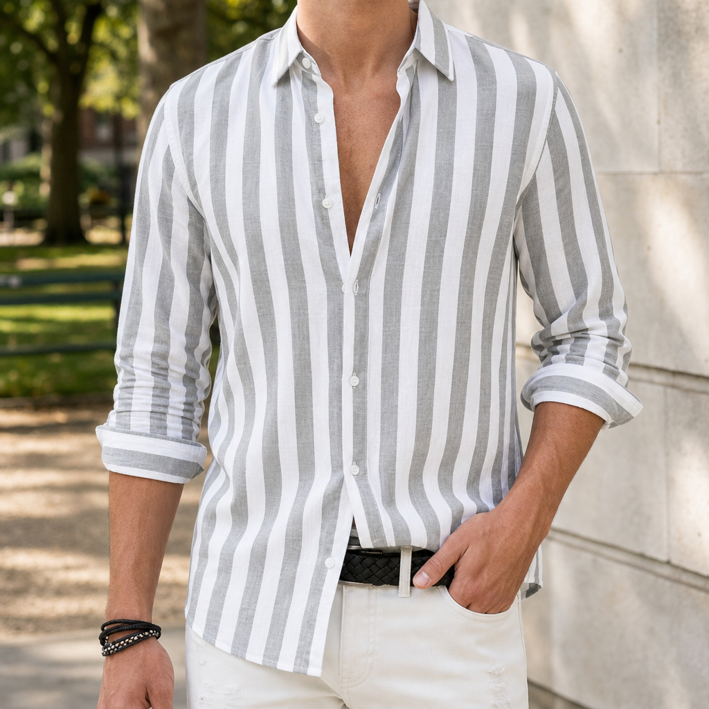 Paphos Striped Linen Casual Shirt