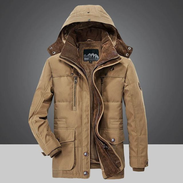 Men's Jacket with Hood and Lining | Ribbed Cuffs, Zip Closure | For Winter | Size M-5XL | Blue, Green, Khaki, Brown