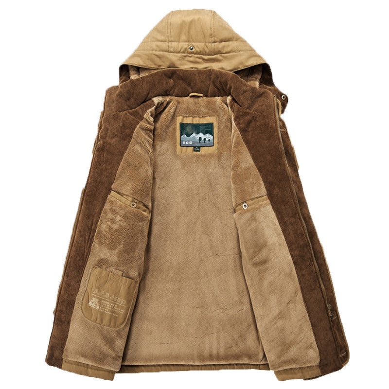 Men's Jacket with Hood and Lining | Ribbed Cuffs, Zip Closure | For Winter | Size M-5XL | Blue, Green, Khaki, Brown