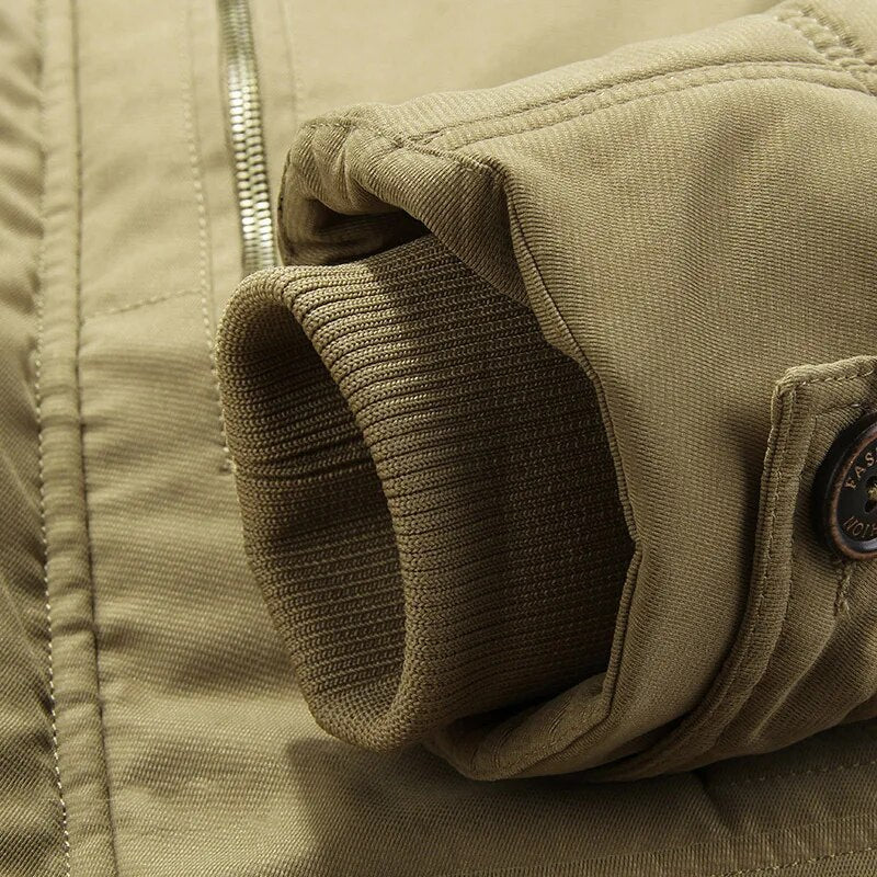 Men's Jacket with Hood and Lining | Ribbed Cuffs, Zip Closure | For Winter | Size M-5XL | Blue, Green, Khaki, Brown