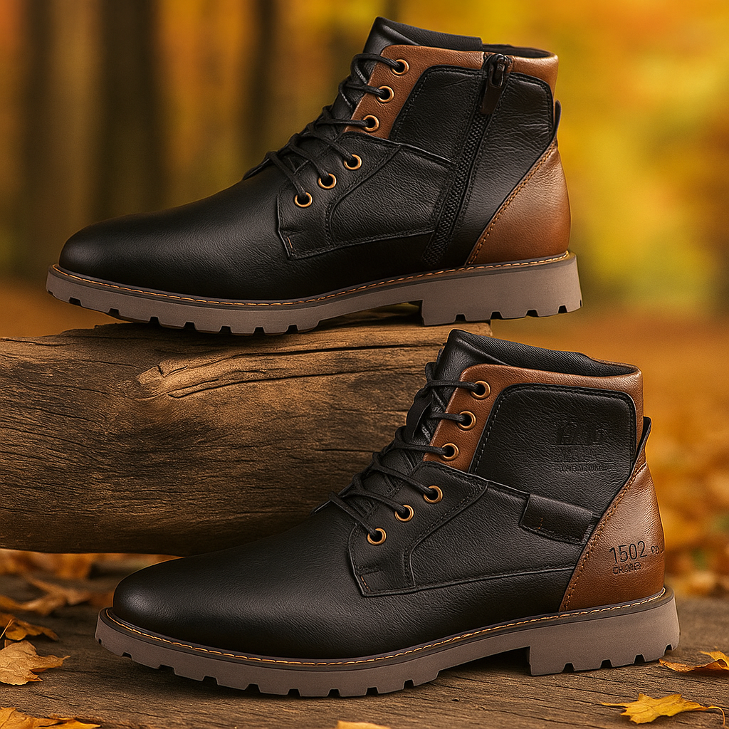 Men's Urban Ankle Boots, Lace-Up, Side Zip, Lug Sole