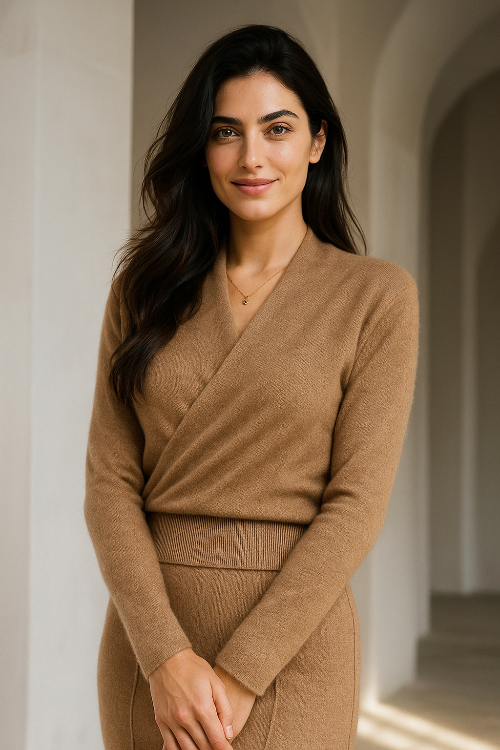 Teresa | Womens Cashmere Sweater with Crossover Collar | Standard Fit, Hand Wash | Pink, Red, Ivory and More XS-XL