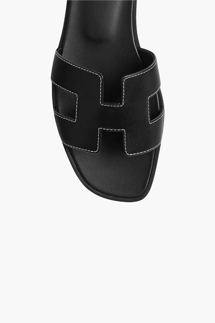 Renee Flat Cutout Leather Slide Sandals