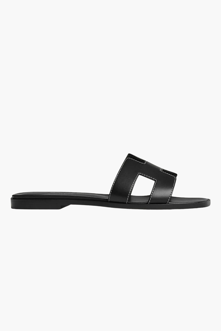 Renee Flat Cutout Leather Slide Sandals