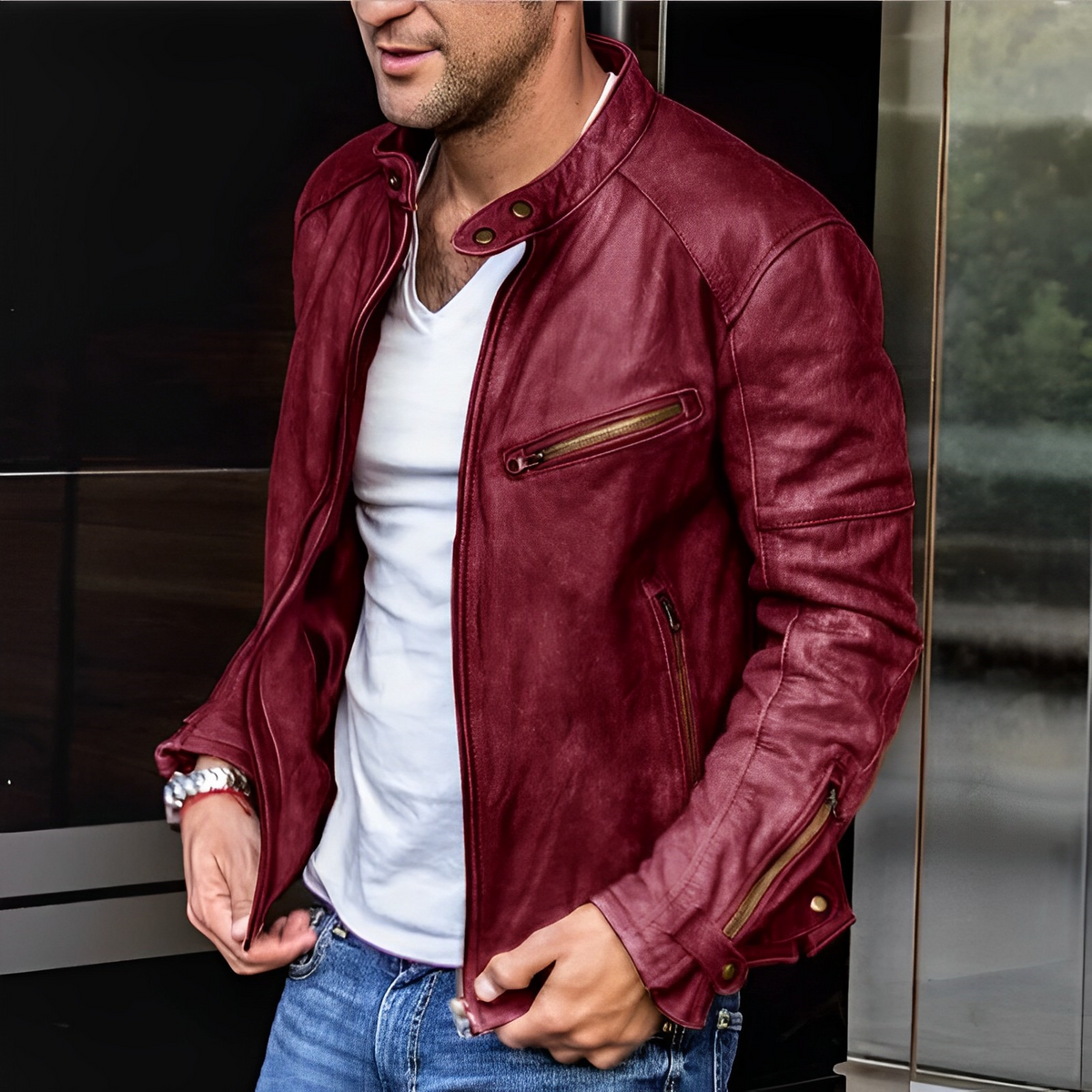 Men's Aviator Jacket, Stand Collar, Long Sleeves, Zip Front