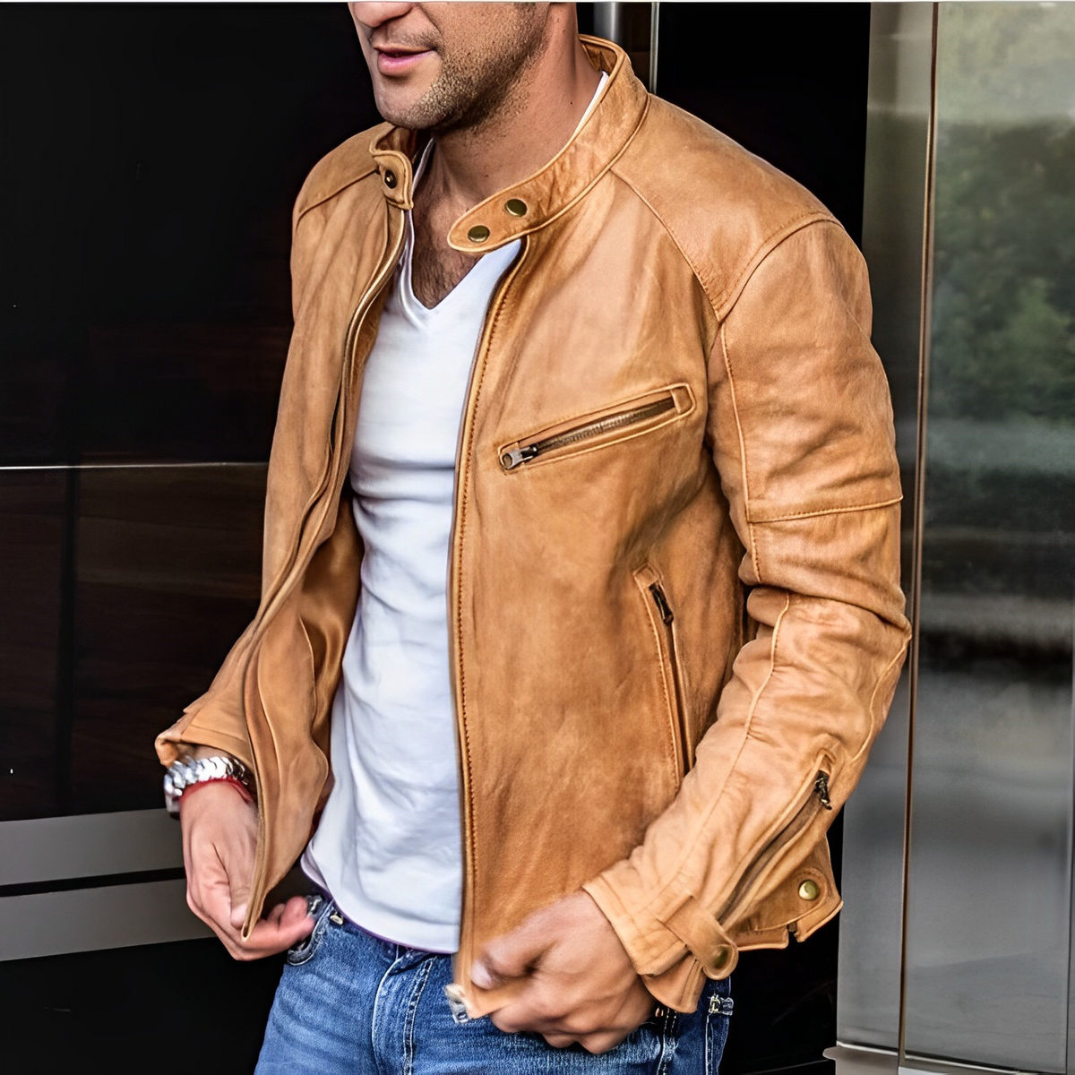 Men's Aviator Jacket, Stand Collar, Long Sleeves, Zip Front