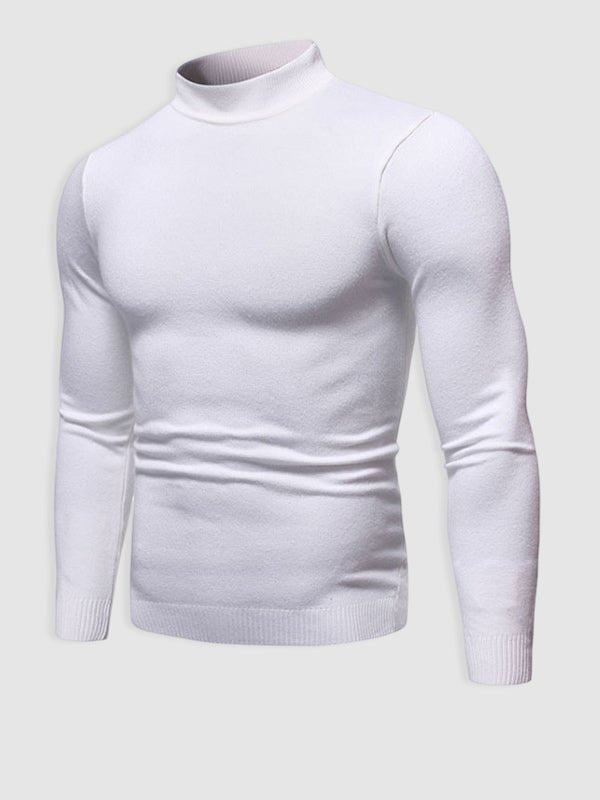 Men's Slim Fit Turtleneck Sweater, Long Sleeves, Ribbed Trims