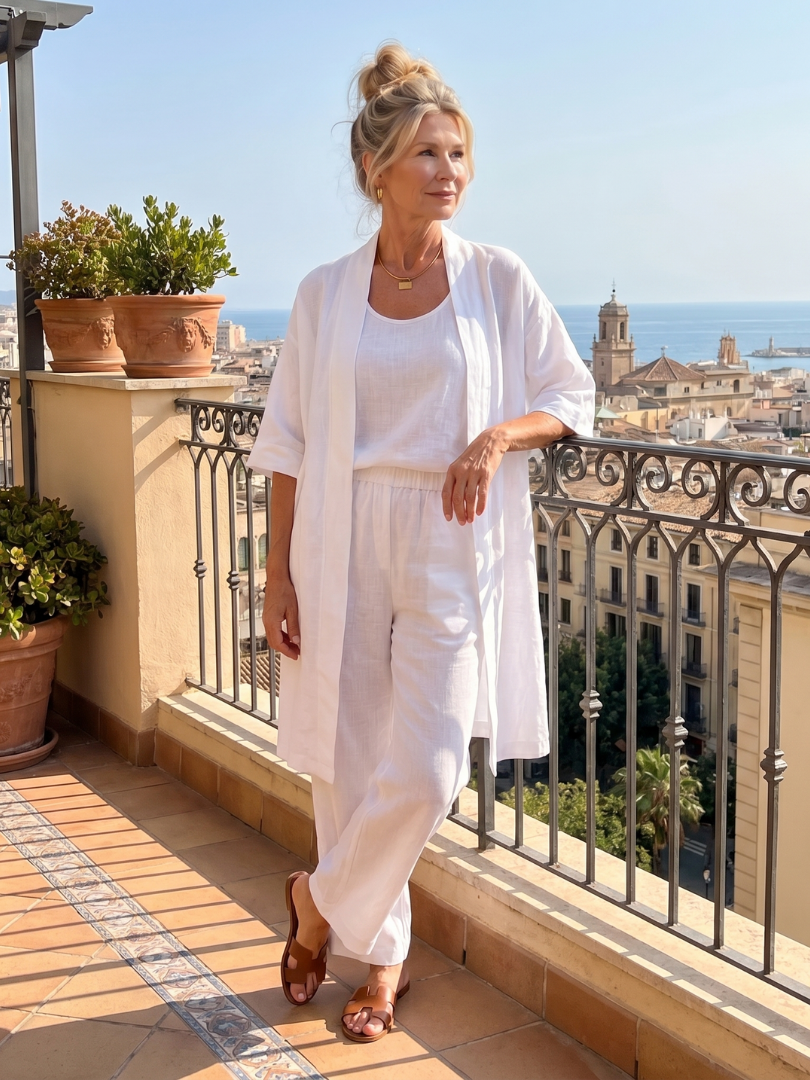 Yael Three-Piece Kimono Duster Pant Set