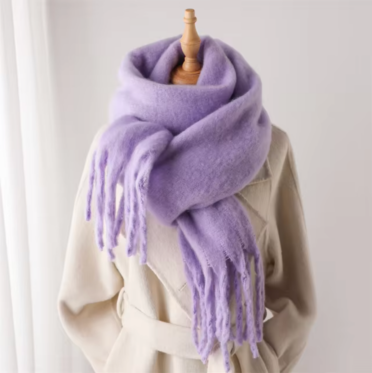 Elyra | Womens Pashmina Scarf with Long Tassels | Thick Soft Weave, Doubles as a Wrap or Blanket | in 20 Colors