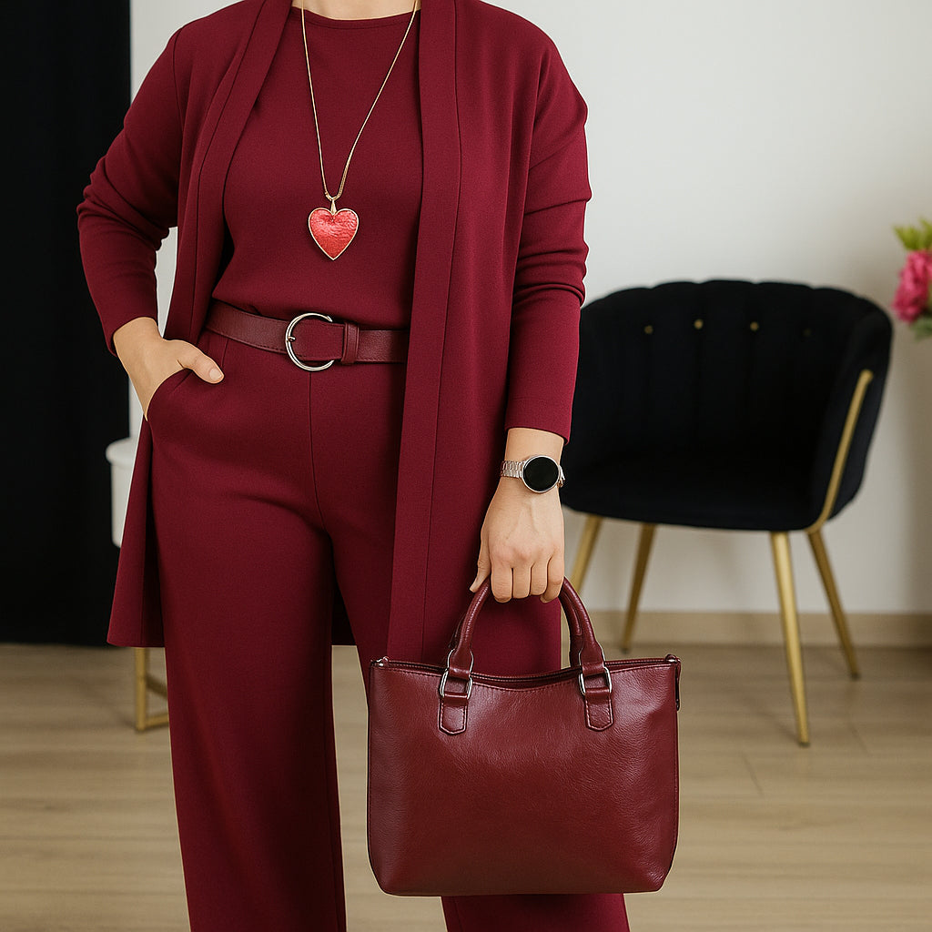 Women's Three Piece Pant Suit | Matching Jacket, Coat and Trousers | Structured Cut in a Breathable Fabric | Size S-5XL, 5 Colors