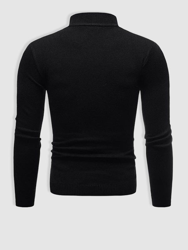 Men's Slim Fit Turtleneck Sweater, Long Sleeves, Ribbed Trims