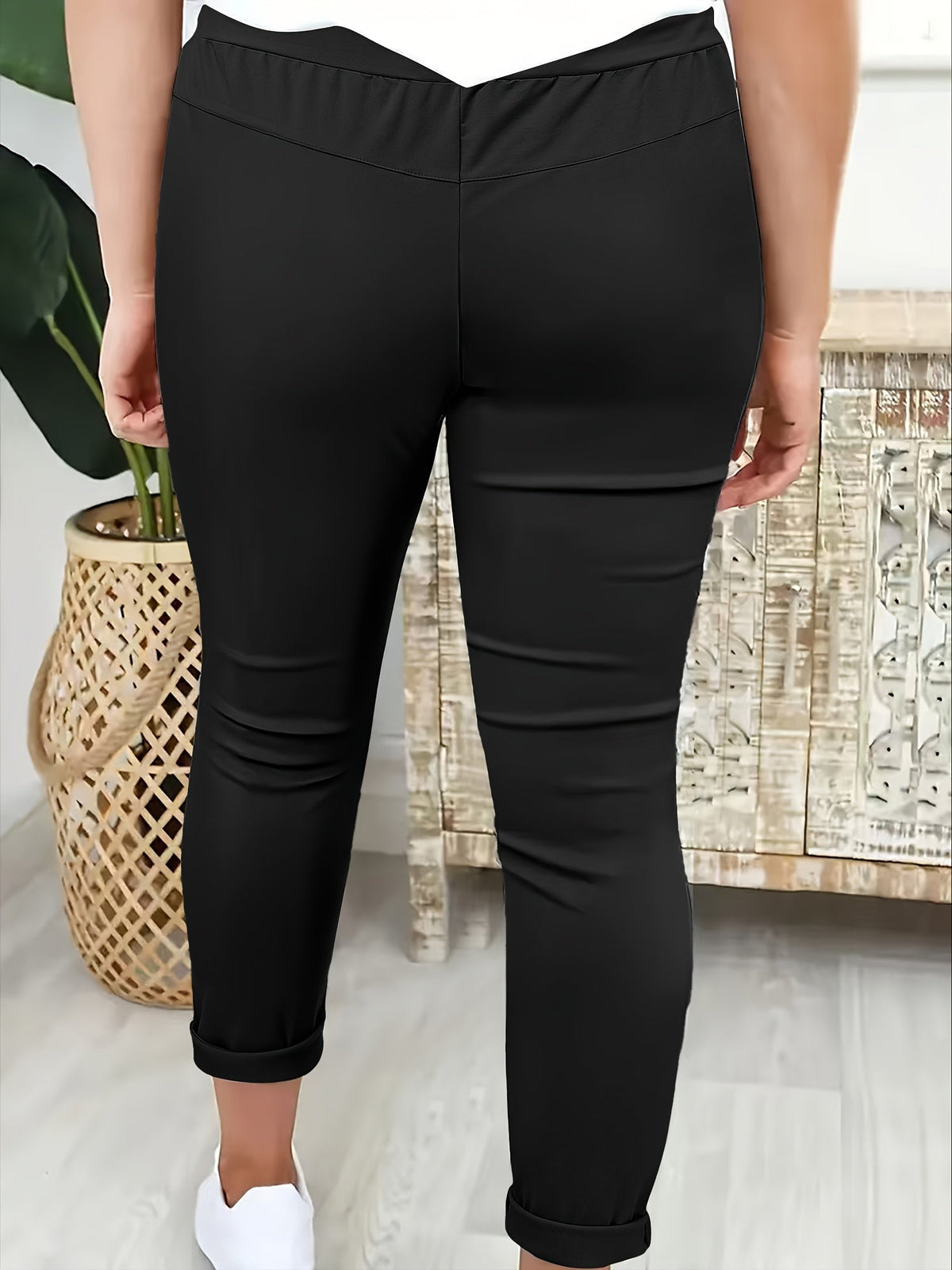 Women's Drawstring Relaxed Tapered Pants with Side Stripe
