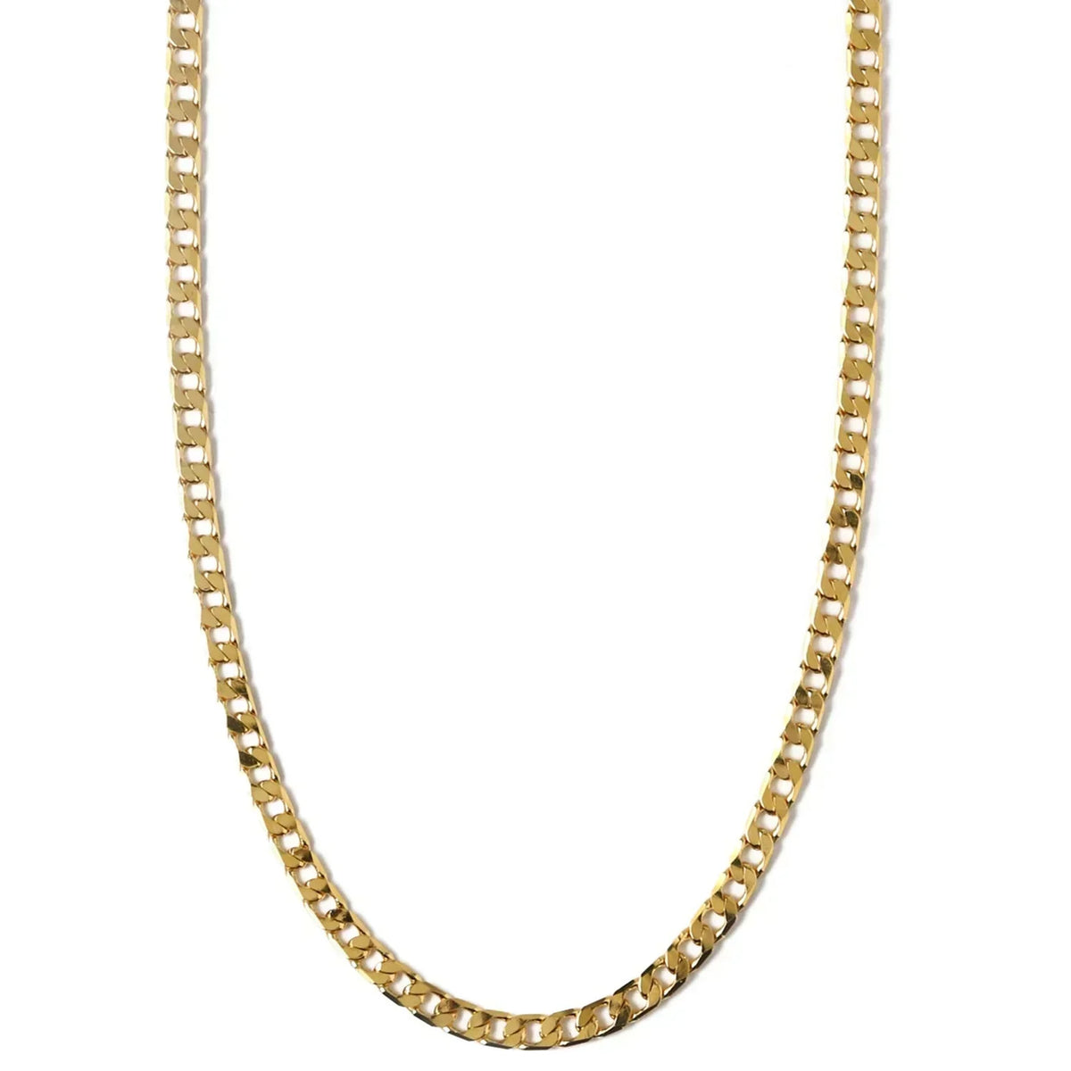 Flat Link Curb Chain Necklace in White Gold Finish