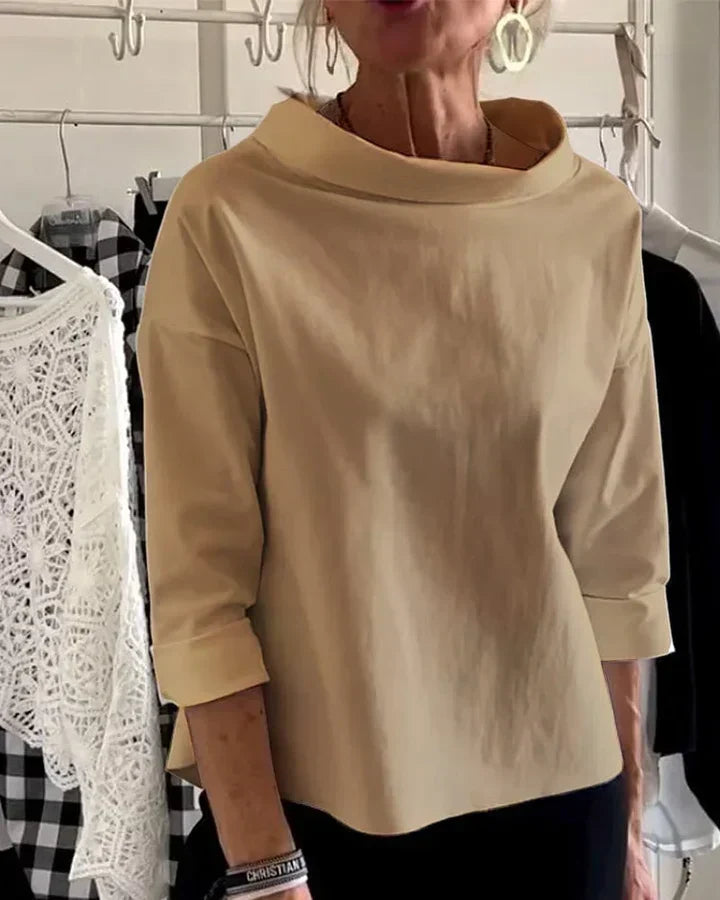 Women's Turtleneck Top with Wide Collar Long Sleeve