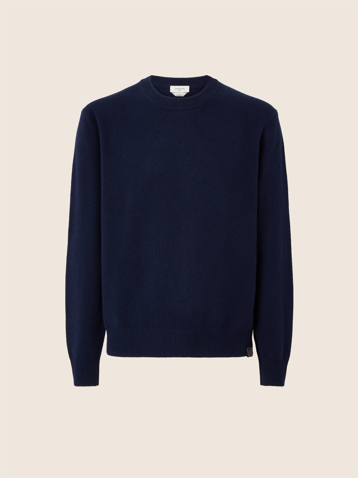 Men's Navy Crew Neck Sweater, Long Sleeves, Ribbed Trims