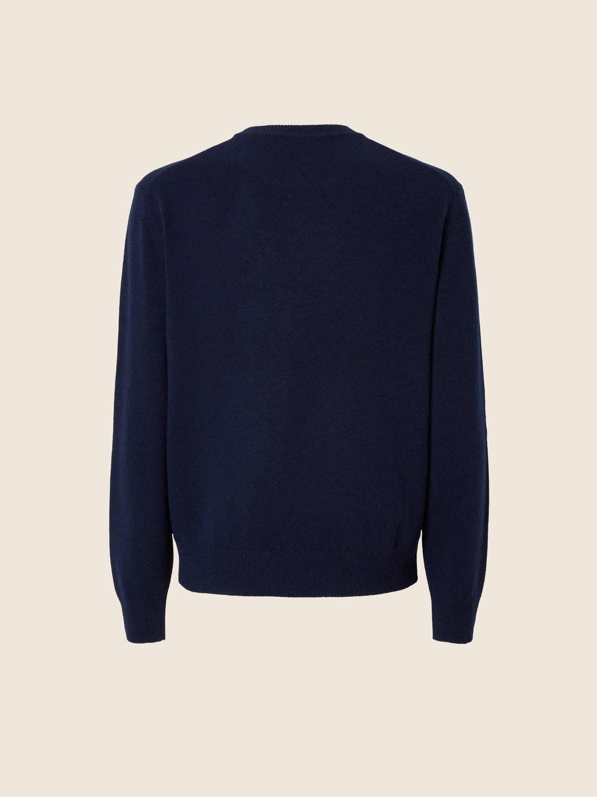 Men's Navy Crew Neck Sweater, Long Sleeves, Ribbed Trims