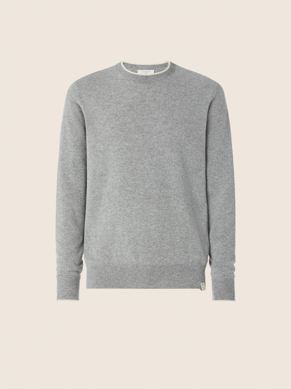 Unisex Crew Neck Gray Knit Sweater, Long Sleeves, Ribbed Trims
