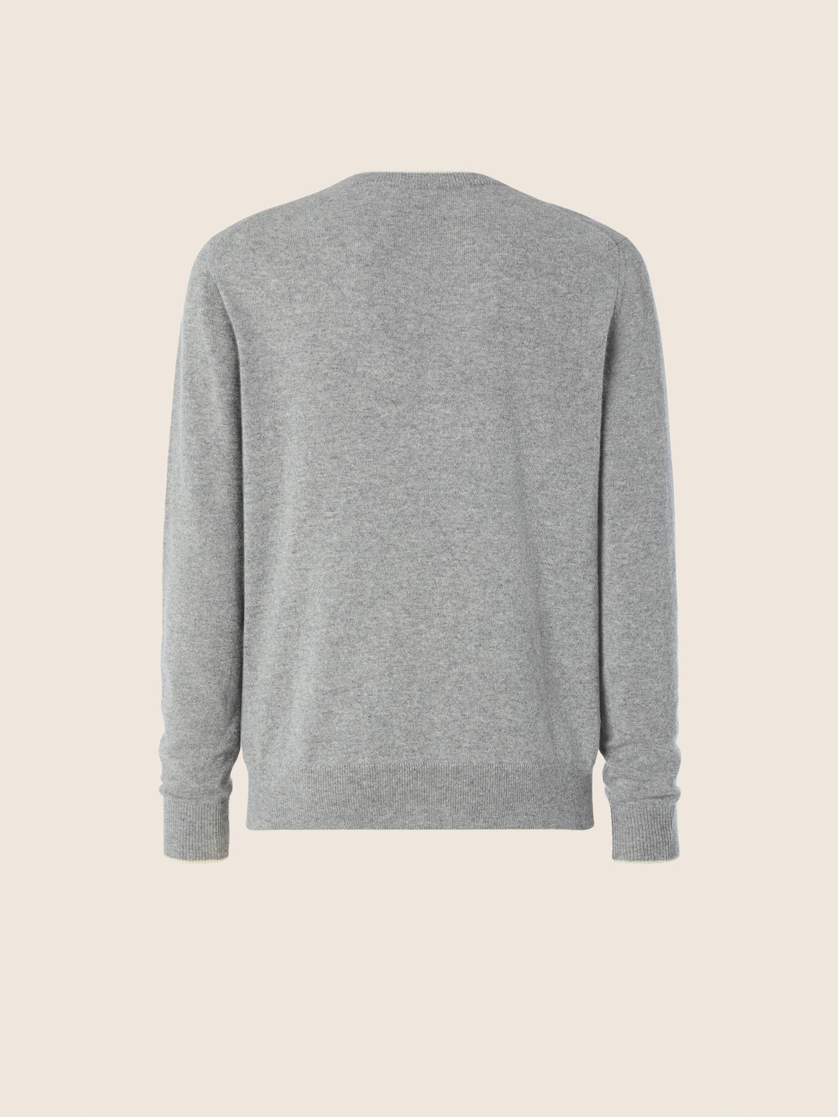 Unisex Crew Neck Gray Knit Sweater, Long Sleeves, Ribbed Trims