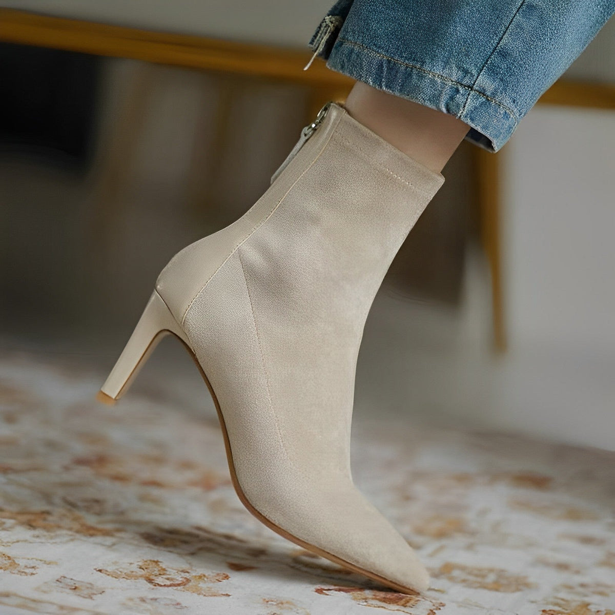 Women's Pointed-Toe Ankle Boots, High Stiletto Heel, Side Zipper