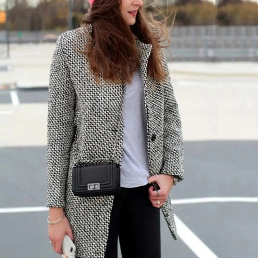 Long Women's Coat with Wool
