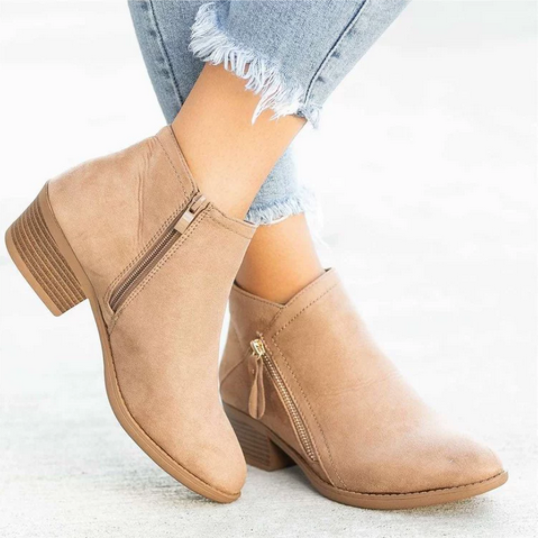 Raya | Womens Ankle Boots with Side Zipper | Zip-On Fit, Dry and Warm in Rain or Snow | Blue, Black, Beige and More EU 35-43