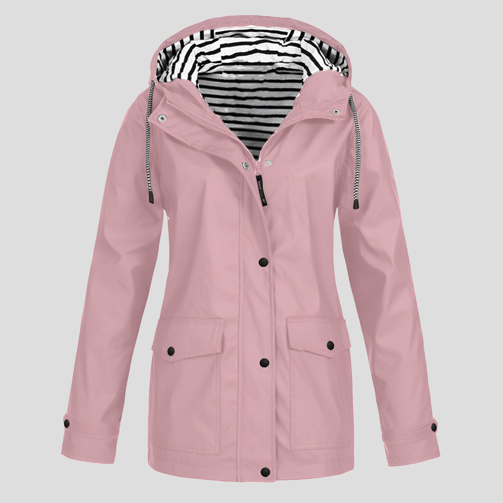 Women's Hooded Rain Jacket Water-Resistant Windproof
