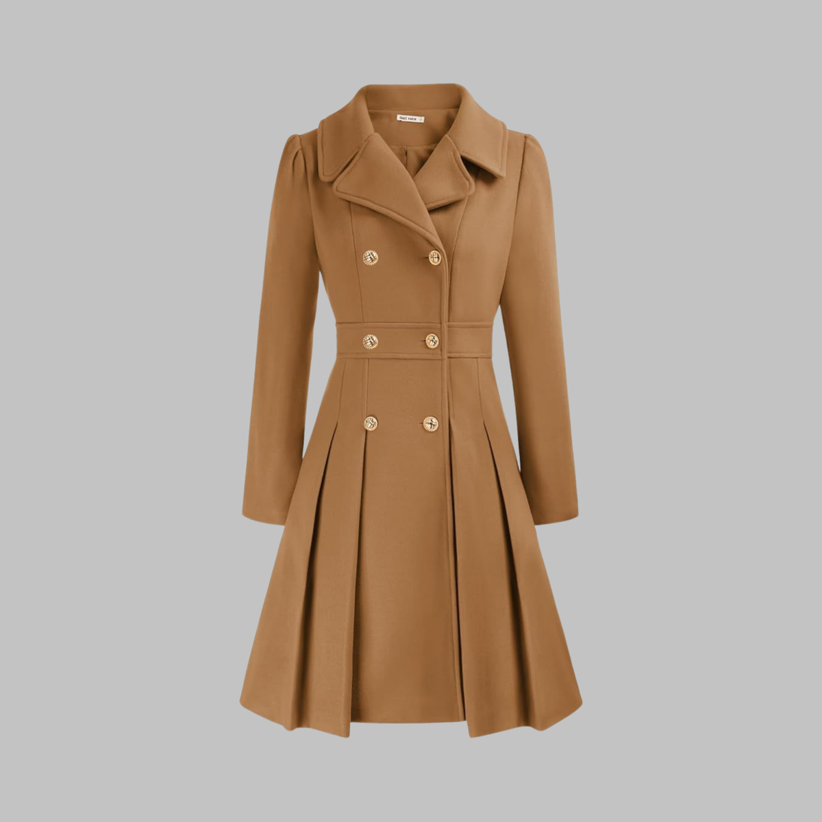 Dami | Womens Double Button Coat with Long Sleeves | Classic Layering Coat | Beige, Camel, Black and More S-3XL